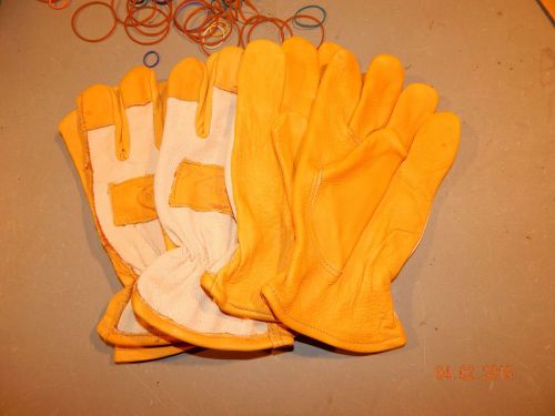 3 pair Cowhide  Full Leather Palm  Work Gloves Men&#039;s Small (CLEARANCE)