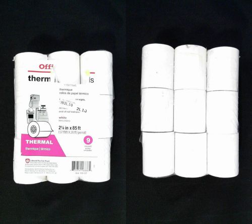 Office Depot Thermal Paper Rolls Printing 9pk 2 1/4&#034;x85&#039; White 109-317
