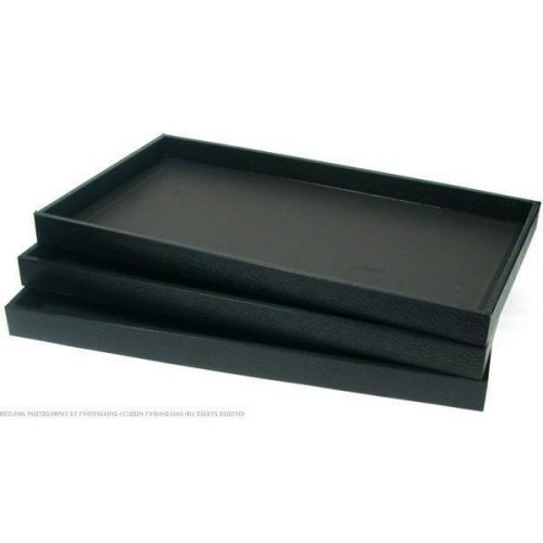 3 Black Faux Leather Display Travel Trays