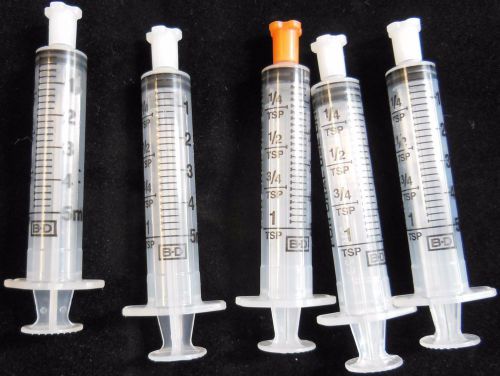 5 pcs lot new 5ml bd oral medicine syringe with caps for sale