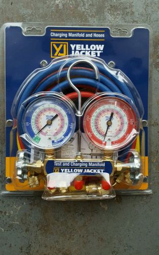 Yellow Jacket Refrigeration Gauge SET R404a, R410a, R22 w/60&#034; Hoses