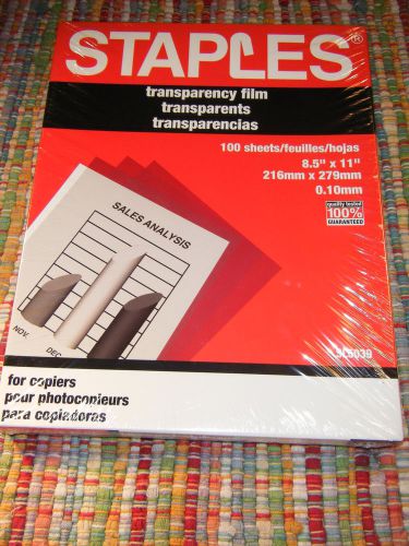 Transparency Film: Sealed Box 100 Sheets, Copiers, Staples #5039, 3M Xerox