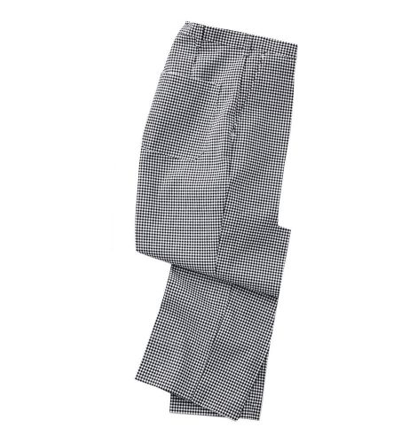 New Unisex SZ 40, Style 207TG Black and White Chef Pants w/ Snap-Grip Closure