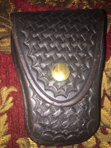 Tex Shoemaker &amp; Sons Basketweave Leather Handcuff Case