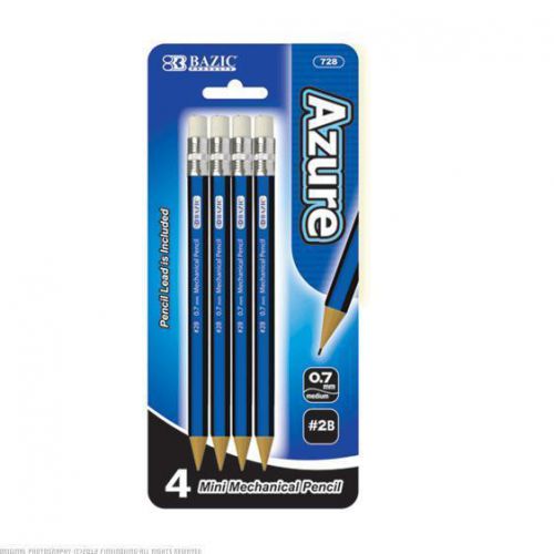 BAZIC Azure 0.7mm 2B Mini Mechanical Pencil 24 Packs of 4 728-24