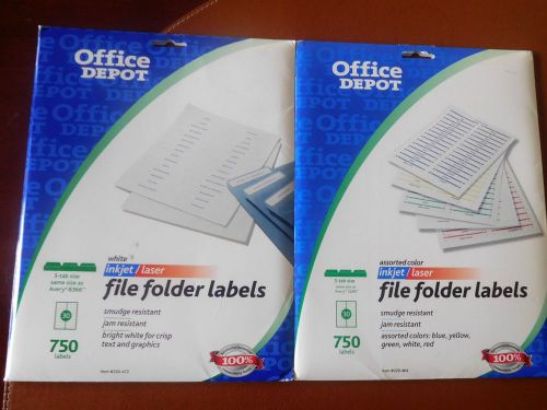 2 pk new ! office depot 750 file folder labels 3-tab size  220-472 &amp;  220-464 for sale