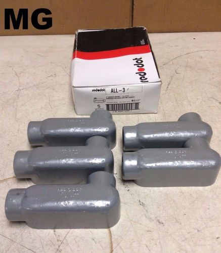 Red-dot all-3 1&#034; ll-style conduit body- lot of 5- nib for sale