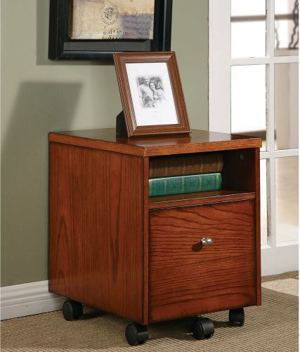 Transitional wood and veneer mobile file cabinet home decor furniture brown for sale