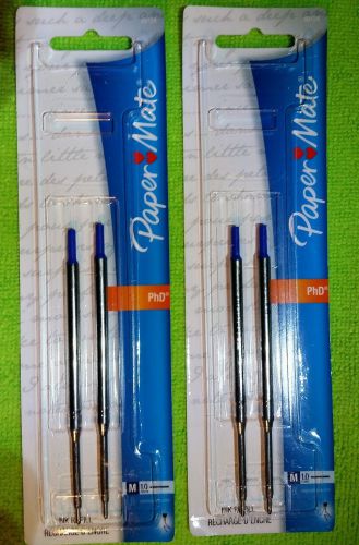 Four Papermate Large Capacity Lubriglide Blue Ink Refills: Save $2.54