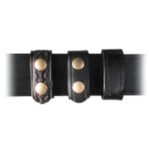Boston leather 5492-2-b black hi-gloss 1&#034; wide belt keeper w/brass double snap for sale