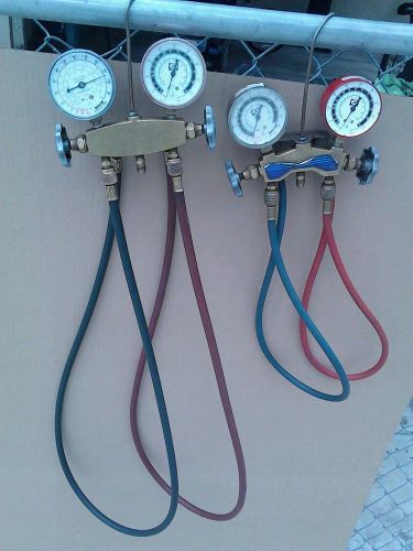 HVAC brass manifold gauges and hoses. Mixed lot. Used Yellow jacket. Just better