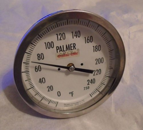 Palmer thermometer 5 inch diameter face 0-250 degrees bi-metallic homebrew still for sale