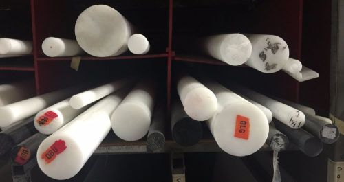 1/2&#034; (.500) diameter white delrin acetal co-polymer round rod (10 feet in total) for sale