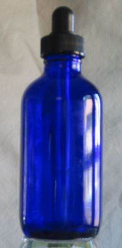 1oz BOSTON ROUND BOTTLE - COBALT BLUE - with DROPPERS or BLACK CAPS -NEW BOTTLES