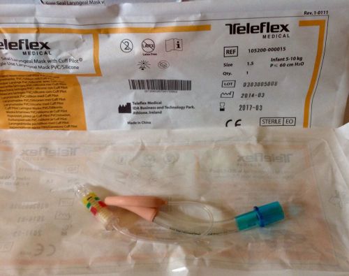 (6)Teleflex Medical Sure Seal Laryngeal Masks w/cuff pilot. size 1.5 Infant