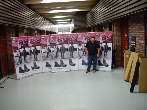 6 units - 40&#034; wide trade show retractable banner stands displays + 6 free prints for sale