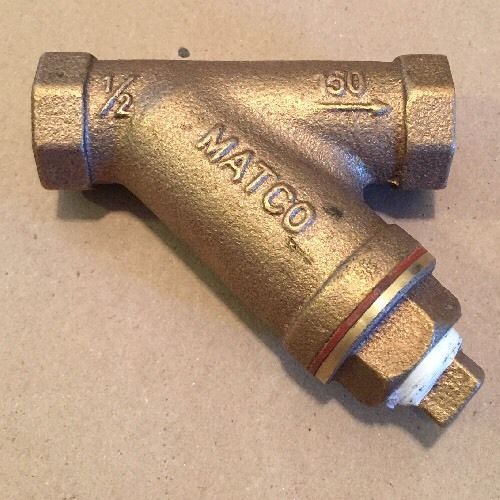 Matco brass water pressure reducing valve prv y type strainer 1/2 inch for sale