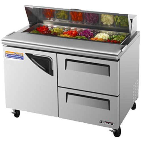 Turbo tst-48sd-d2 refrigerated counter, sandwich salad prep table, 1 door, (2) d for sale