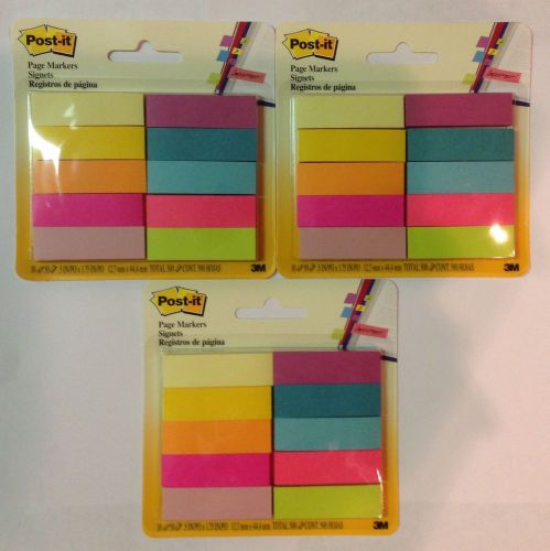 **3 PACKS Post-it® Page Marker Strips,10 Pads of 50 Sheets per Pack (3M67010AB)*