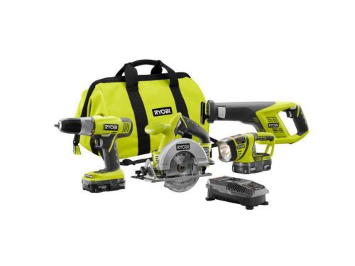 Ryobi super combo 4-tool kit cordless 18v lithium-ion new drill saw diy home for sale