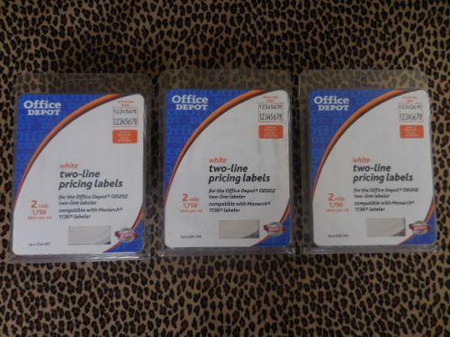 3 pc Lot of Office Depot OD202 Two-Line Price Labels, White Works With Monarch