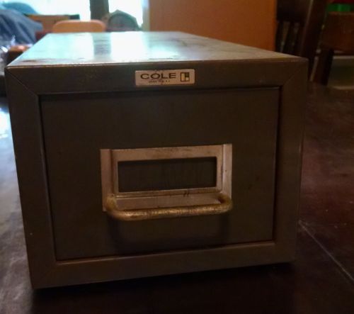 Vintage Cole Single Drawer GREY Card File Cabinet Industrial Office Library
