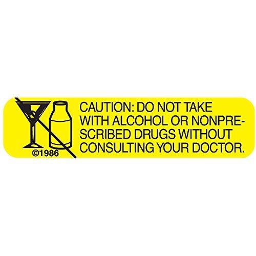 PHARMEX 1-364 Permanent Paper Label, &#034;CAUTION:DONT TAKE&#034;, 1 9/16&#034; x 3/8&#034;, Yellow