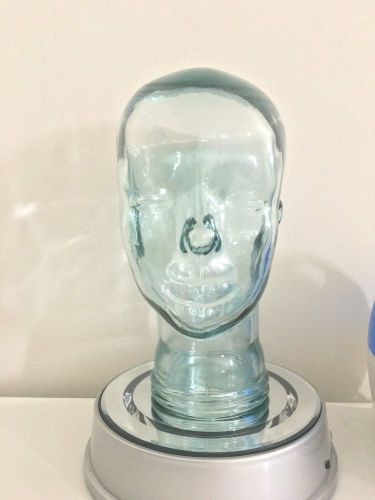 11.75&#034; Tall Clear Thick Glass Mannequin Head Halloween Display Decoration