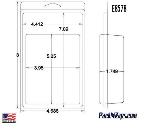 E8578: 250- 8&#034;H x 4.7&#034;W x 1.75&#034;D Clamshell Packaging Clear Plastic Blister Pack