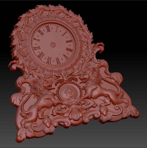 3d stl model for CNC Router mill- wall clock lions