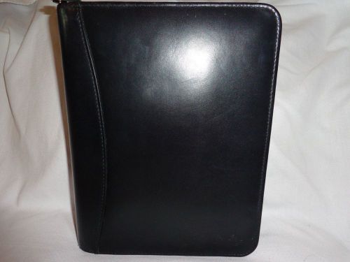 Franklin covey usa shiny black full-grain aniline leather zipper classic planner for sale