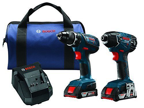 Bosch 2 tool combo kit 18v 0.25 impact 0.5 driver drill driver cordless compact for sale