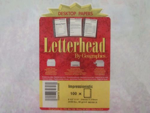 Geographics Petal Blue Letterhead 100 Sheets 8 1/2&#034; x 11&#034; NEW IN PACKAGE!