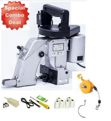 Portable bag closer sewing machine+balancer hanger+spools industrial combo for sale