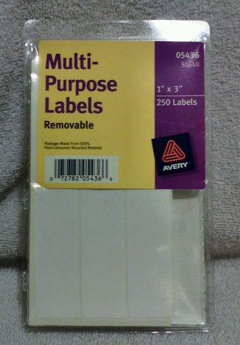 Removable Multi-Use Labels, 1 x 3, White, 250/Pack 05436