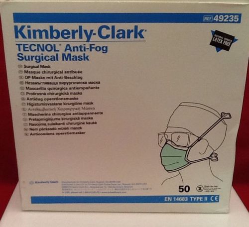 BOX OF 50 KIMBERLY CLARK TECNOL ANTI-FOG SURGICAL MASK LATEX FREE REF 49235