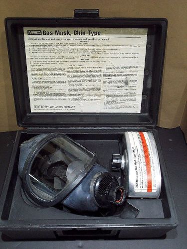 Msa gas mask bm-13d-17 msa full face canister chin type w/ case - steampunk for sale