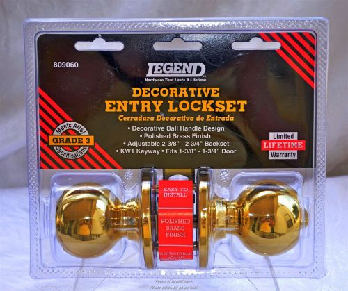 Legend Decorative Entry Lockset  Polished Brass 809060 Ball Handle Design