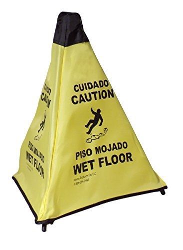 Novus 18-Inch Yellow Bilingual Caution Wet Floor Pop Up Cone
