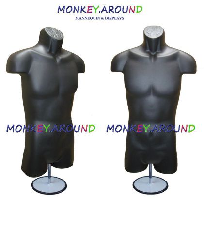 1 MALE MANNEQUIN DRESS BODY MEN TORSO BLACK FORM +1 HANGER 1 STAND DISPLAY SHIRT
