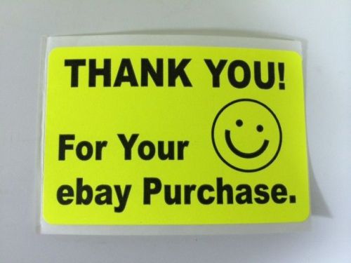 50 2&#034; X 3&#034; THANK YOU FOR YOUR SMILEY PURCHASE STICKER LABEL NEW 2&#034; X 3&#034; YELLOW