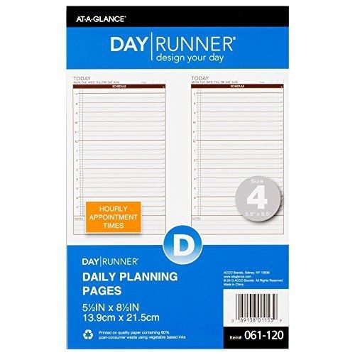 Day Runner Today Daily Undated Calendar Pages, 5-1/2&#034; x 8-1/2 &#034;, Size 4