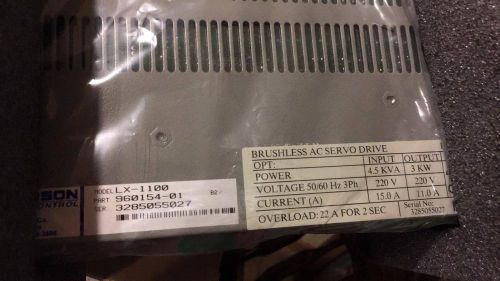 Emerson Brushless AC Servo Drive, # LX-1100, P/N 960154-01, Brand New in box.