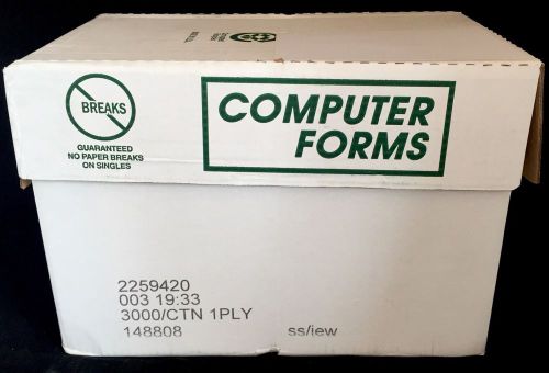 3000 Sheets 1 Ply 18 # Green Bar 1/8&#034; SFI Computer Forms Paper 14-7/8&#034; x 8-1/2&#034;