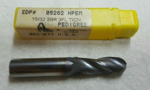 Pedigree tool 15/32 shaft 3 fluted  ball round TICN