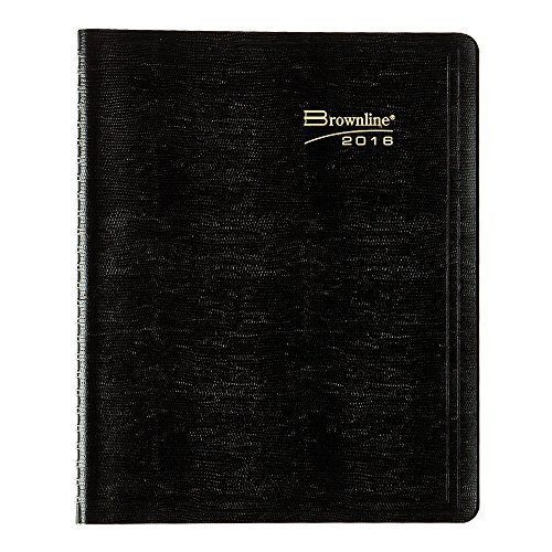 Brownline 2016 Planner Plus Monthly Planner, 14 Months, Twin-Wire, Black, 11&#034; x