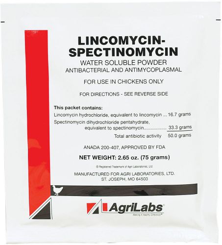 Agri-Labs Lincomycin-Spectinomycin Soluble Powder 75 grams Chickens Respitory