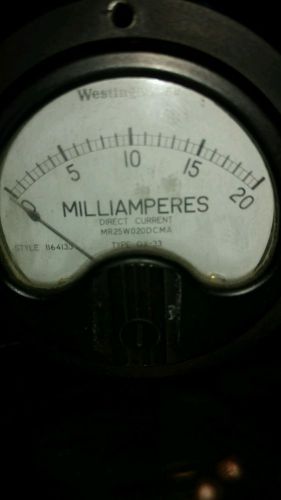 WWII panel meter gauge westinghouse milliamperes dc 0-20 radio militaty