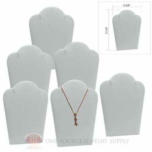 (6) 5 1/4&#034; White Leather Padded Pendant Necklace Display Easel Presentation
