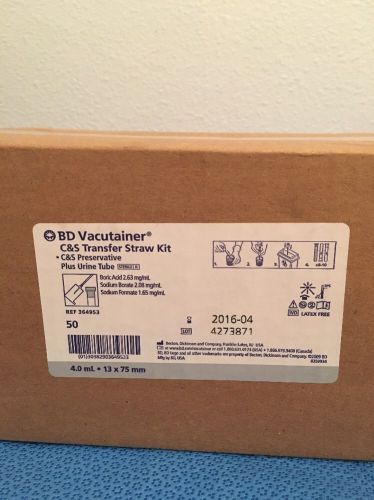 BD Vacutainer C&amp;S Transfer Straw Kit Plus Urine Tube 4.0 mL 13 x 75mm Box Of 50